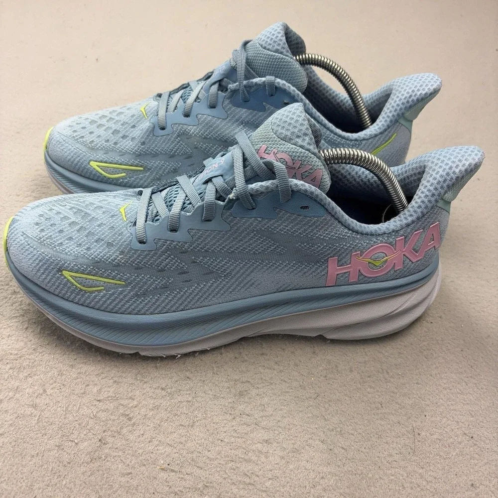Hoka One One Clifton 9 Shoes Womens Size 11 Blue Running Sneakers Cushioned